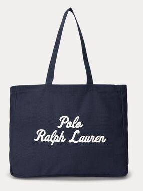 Ralph Lauren Navy Canvas Tote with White Script Logo